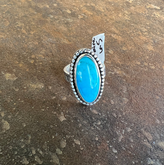 Sterling silver ring with Mine 8 turquoise stone (size 6.5)