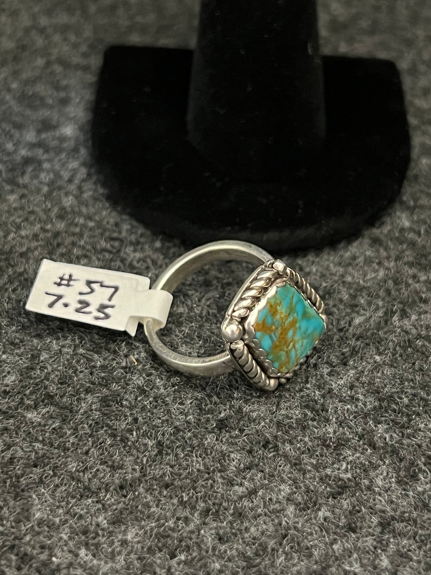 Sterling Silver Ring with Kingman Turquoise Gem Stone Size 7.25