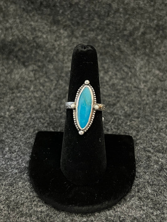Turquoise Gem Stone Sterling Silver Ring Size 7.5