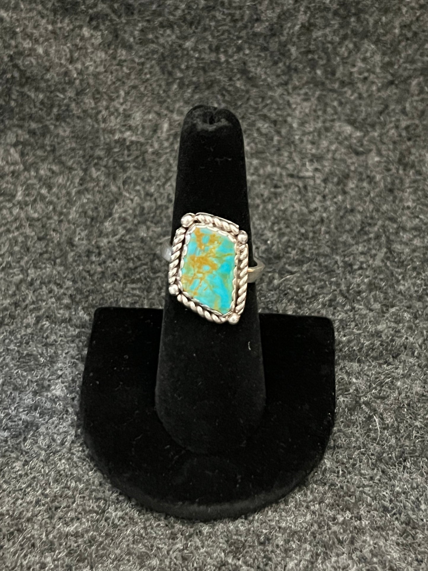 Sterling Silver Ring with Kingman Turquoise Gem Stone Size 7.25